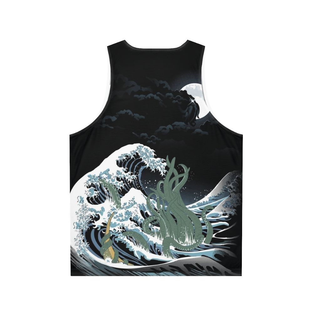 Cthulhu inspired unisex tank top with Japanese art elements - Back