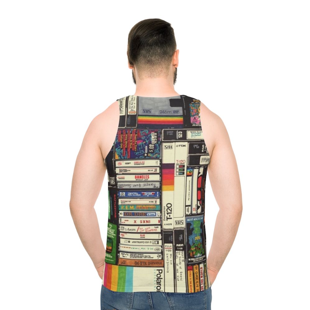 Retro 80s VHS Cassette Unisex Tank Top - men back