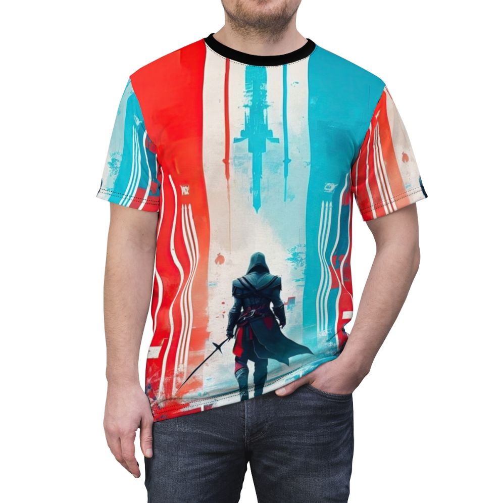 Destiny Weaver inspired Assassin's Creed fan art design on a t-shirt - men front