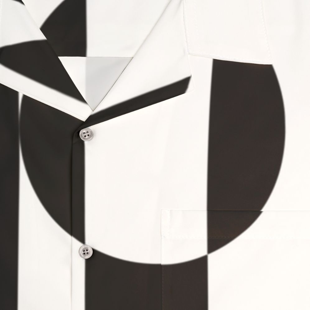 Retro 1960s black and white op art Hawaiian shirt - Detail