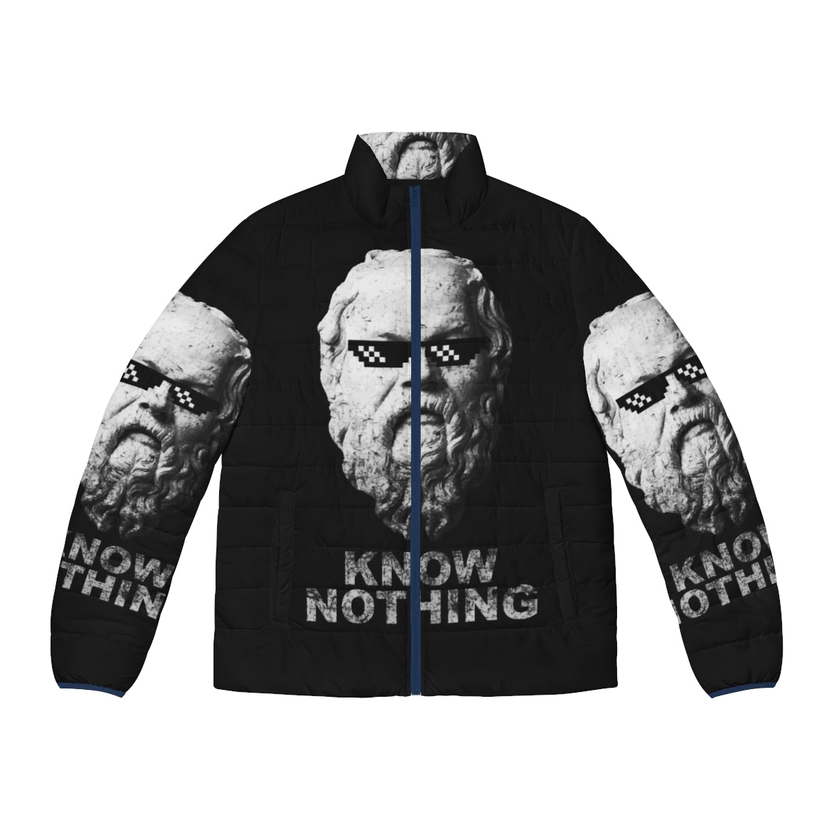 "Know Nothing" Puffer Jacket - Embracing the Philosophical Skepticism of Socrates