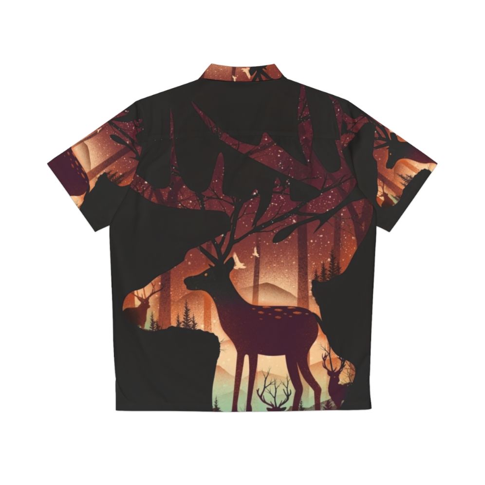 Mystical deer Hawaiian shirt with forest and nature design - Back