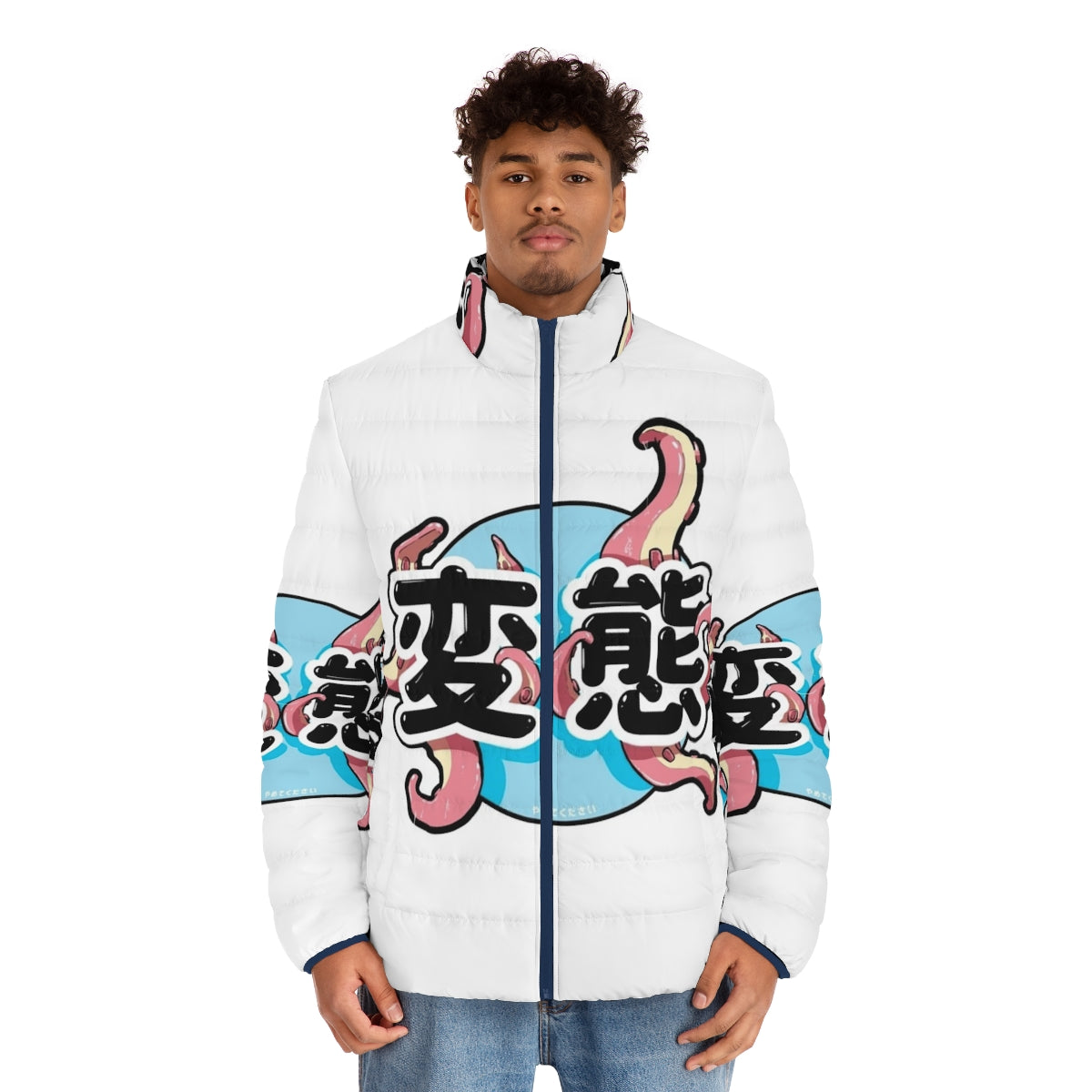 Tentacles Puffer Jacket featuring a graphic sea monster design - men front