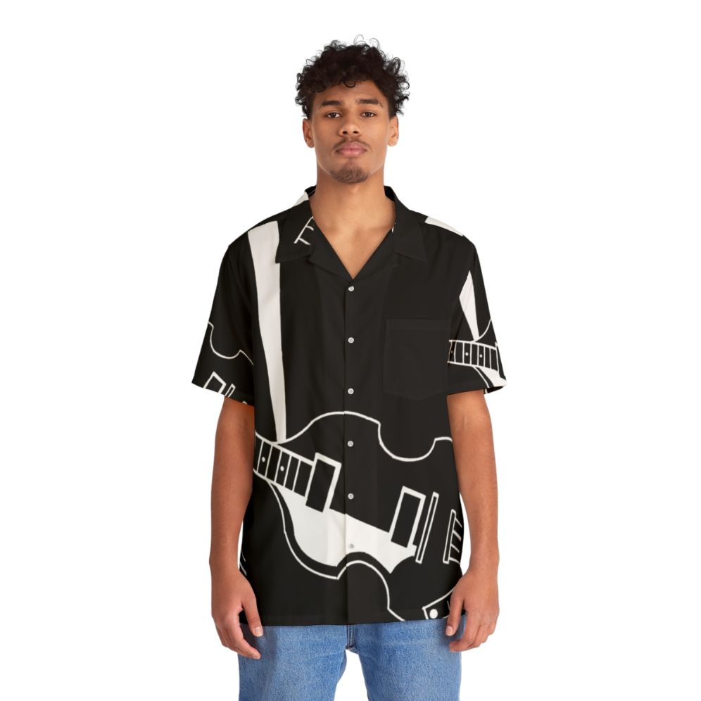 Vintage Hawaiian shirt with violin bass design, inspired by The Beatles - People Front