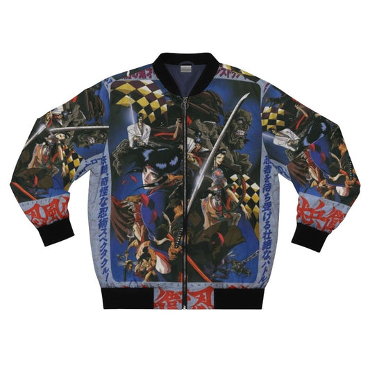 Ninja anime-inspired bomber jacket with Jubei Ninpucho 90s retro design