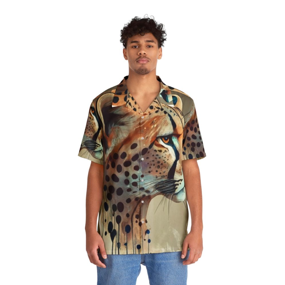 Legendary Cheetah Hawaiian Shirt with Cheetah Print Design - People Front