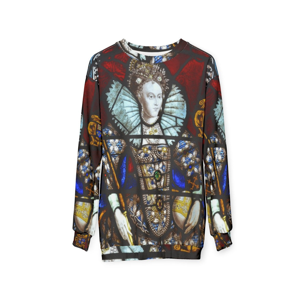 Queen Elizabeth I Stained Glass Sweatshirt - hanging