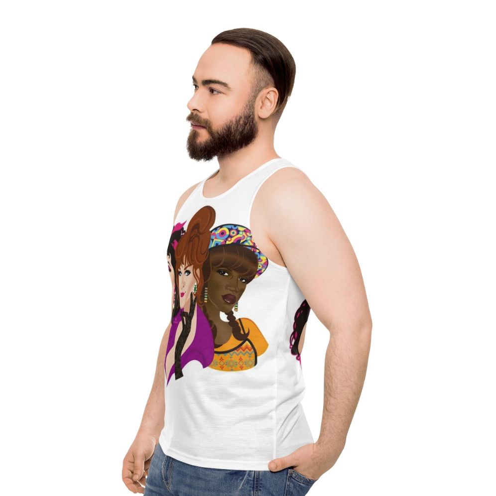 Unisex 'To Wong Foo' tank top with Alejandro Mogollo art - men side