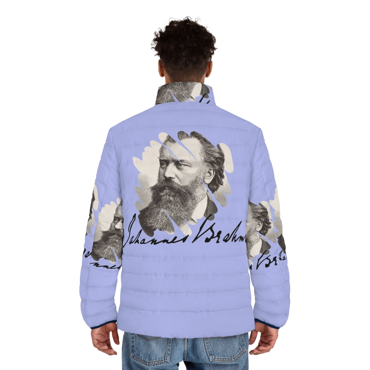 Johannes Brahms Puffer Jacket for Music Lovers and Classical Music Fans - men back