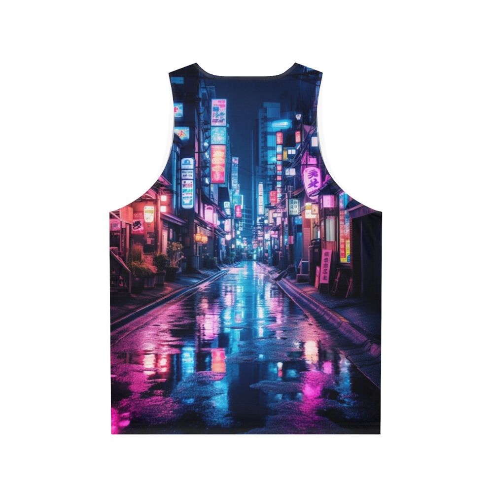 Tokyo neon cyberpunk unisex tank top - Back