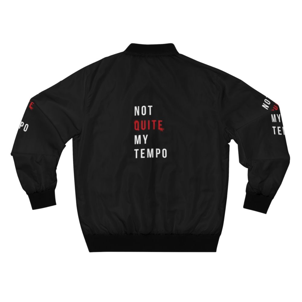 Whiplash "Not Quite My Tempo" Bomber Jacket featuring a dark, bold design inspired by the 2014 film - Back