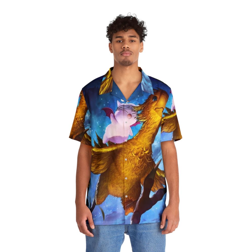 Chocobo Mogry Hawaiian Shirt - Fantasy Video Game Inspired Clothing - People Front