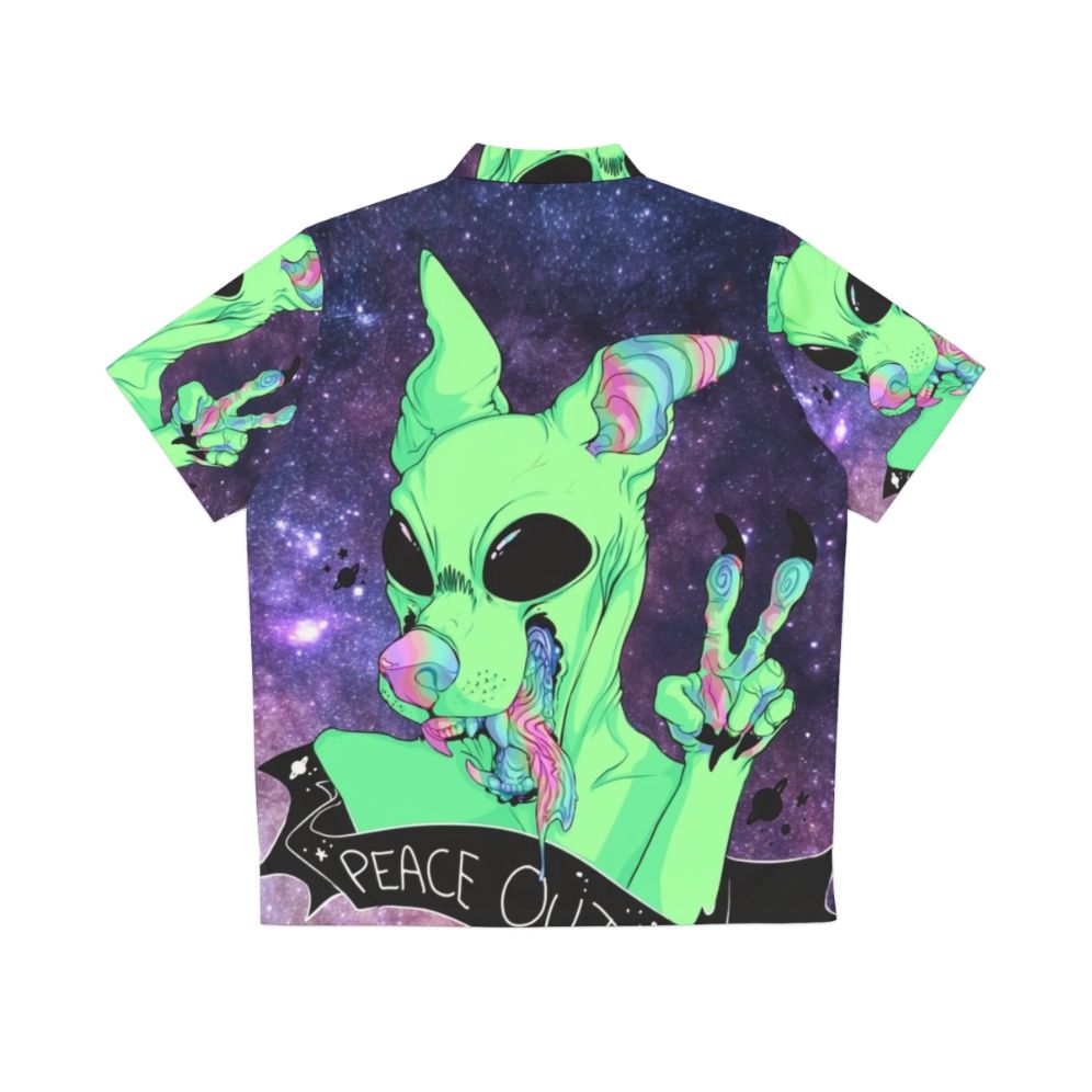 Cosmic Canine Hawaiian Shirt with Space, Alien, and Galaxy Designs - Back