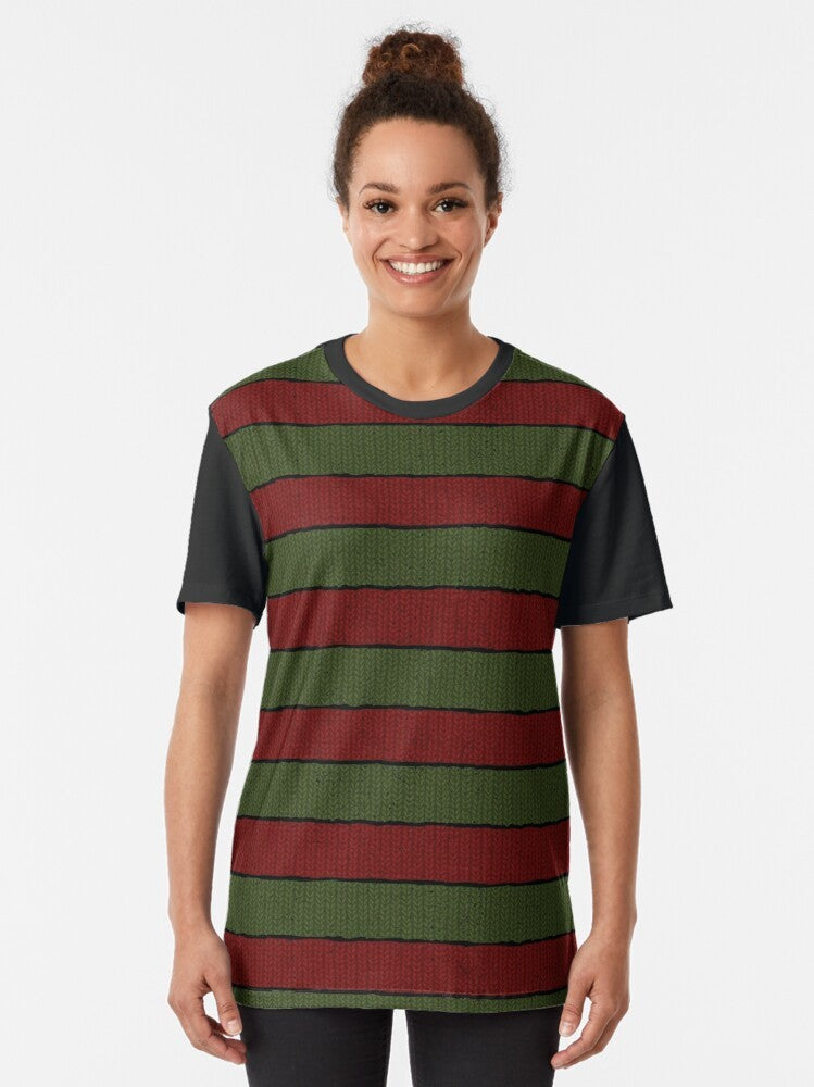 Minimalist graphic t-shirt with "Freddy Krueger" from Nightmare on Elm Street horror movie - Women