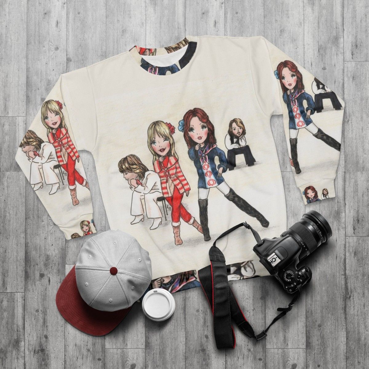 Cute cartoon "Meet Me" graphic sweatshirt for fashion-forward kids - flat lay