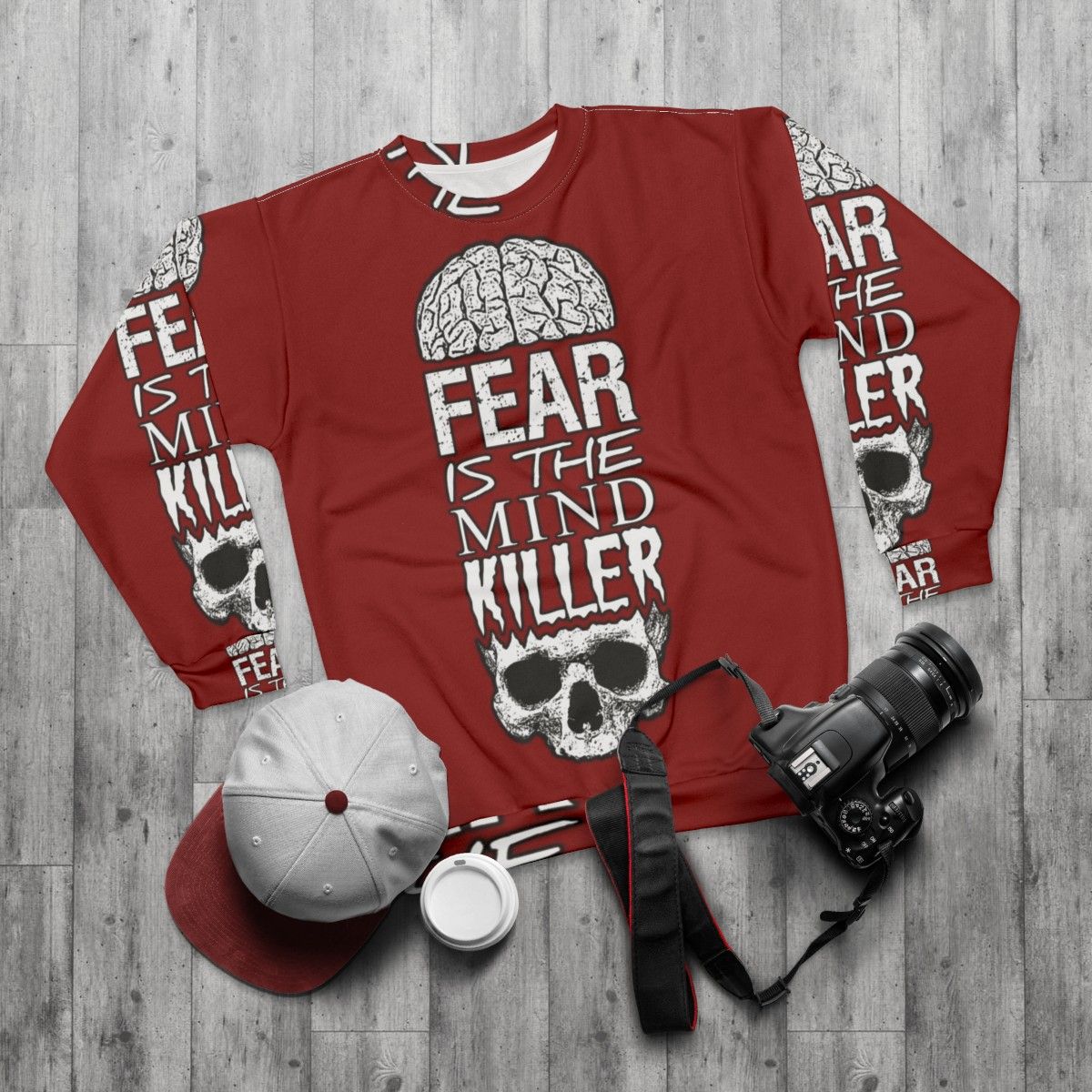 Fear Is The Mind Killer Hardcore Workout Sweatshirt - flat lay