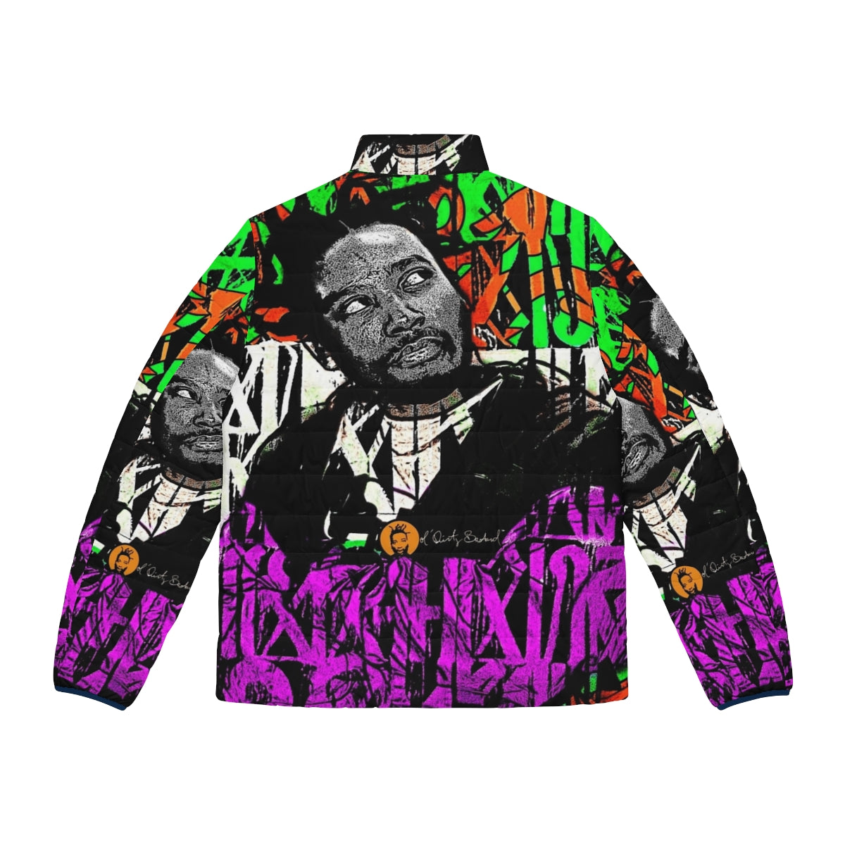 Graffiti-inspired puffer jacket with Ol' Dirty Bastard and Wu-Tang Clan inspired design - Back