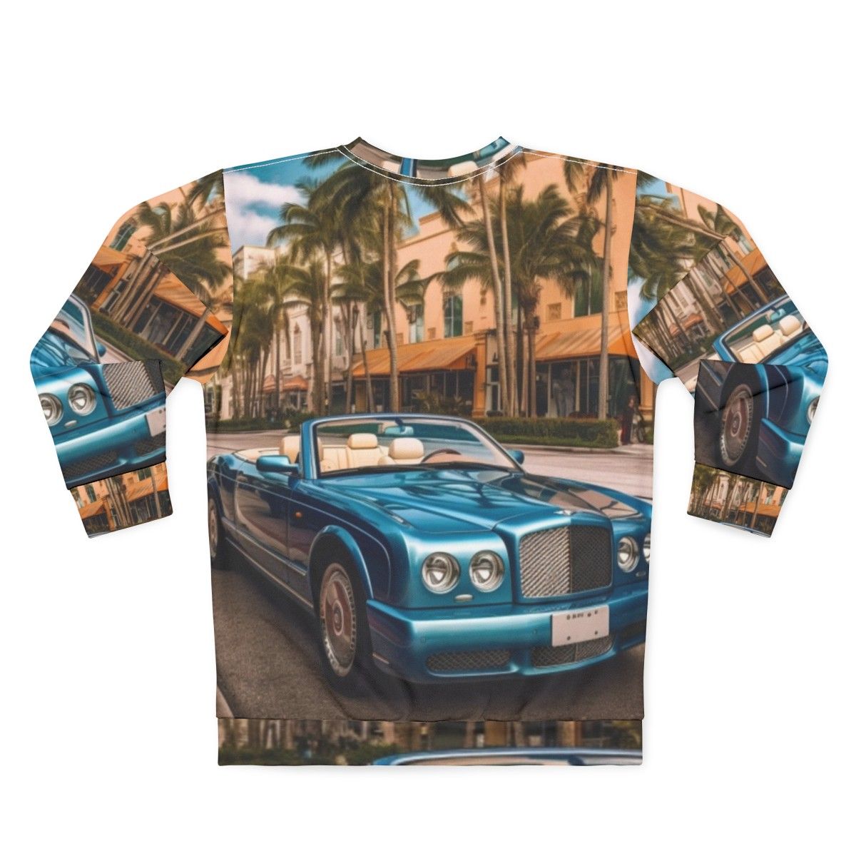 Luxurious Bentley Azure Convertible Sweatshirt with palm trees in the background - Back