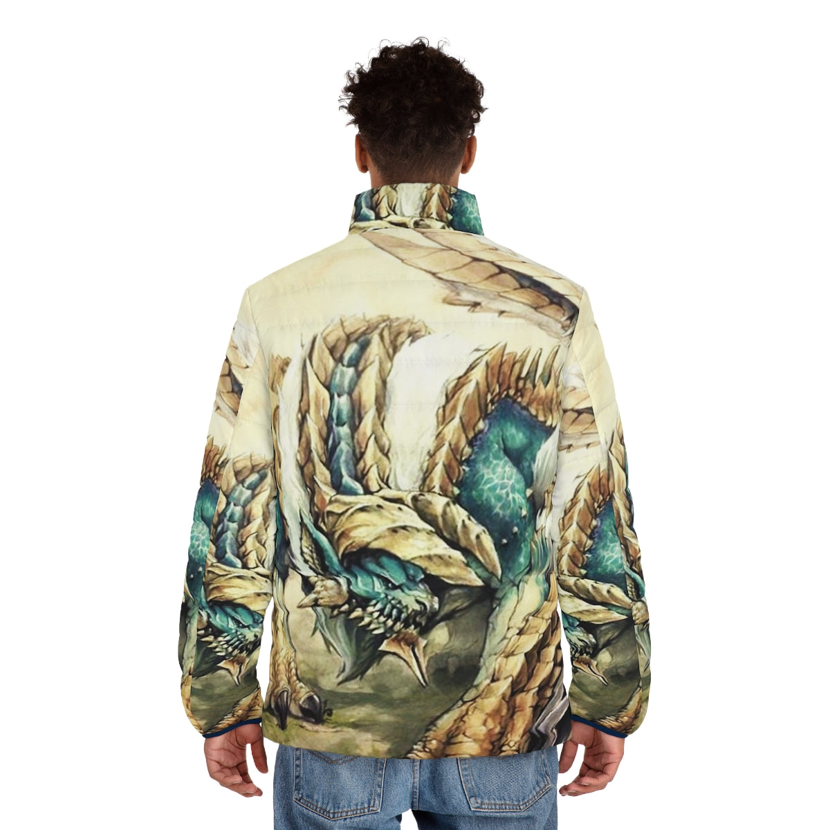 Monster Hunter Zinogre Roaring Thunder Puffer Jacket - men back