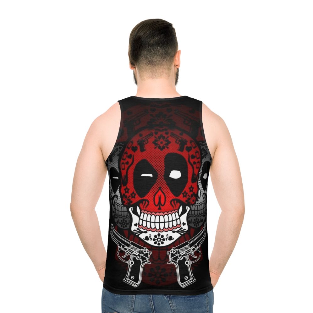 Candy Pool Unisex Tank Top with Sugar Skull Design - men back