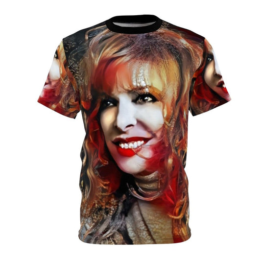 Mylene Farmer inspired AOP T-shirt design featuring digital art