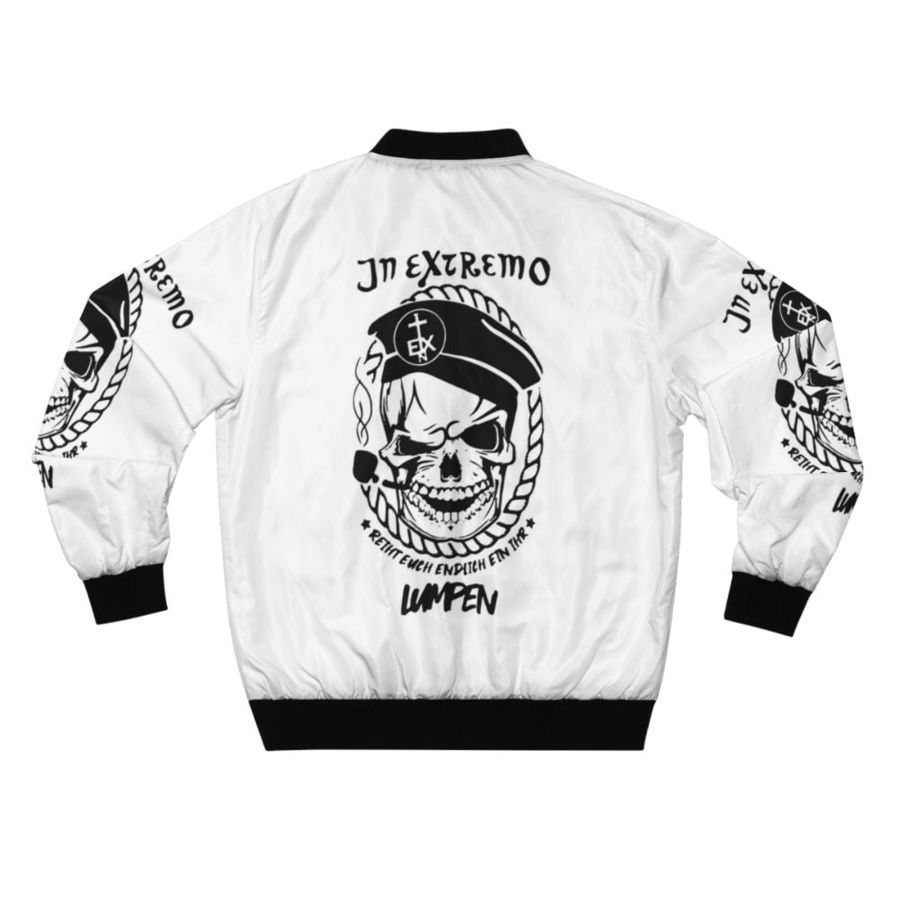 In Extremo band logo printed on a black bomber jacket - Back