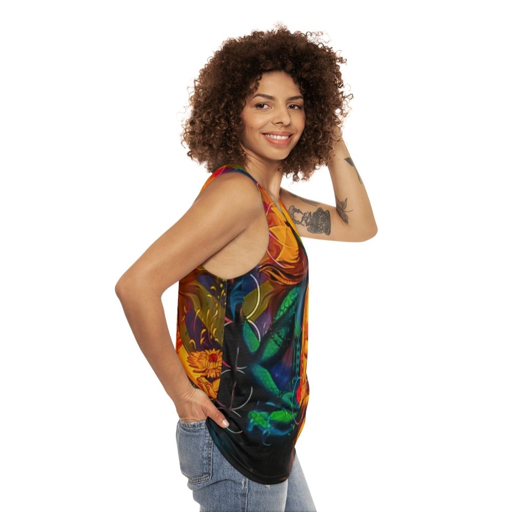 Shiva and Parvati Spiritual Unisex Tank Top - women side