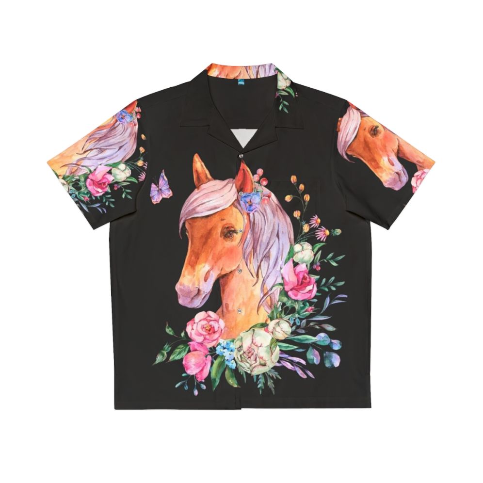 Floral horse Hawaiian shirt with mythical creature design