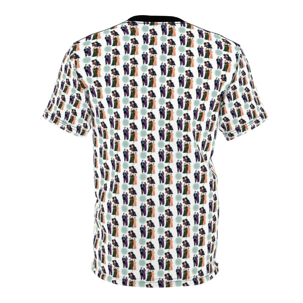 Bridgerton inspired all-over-print t-shirt featuring the cast of the popular Netflix series - Back