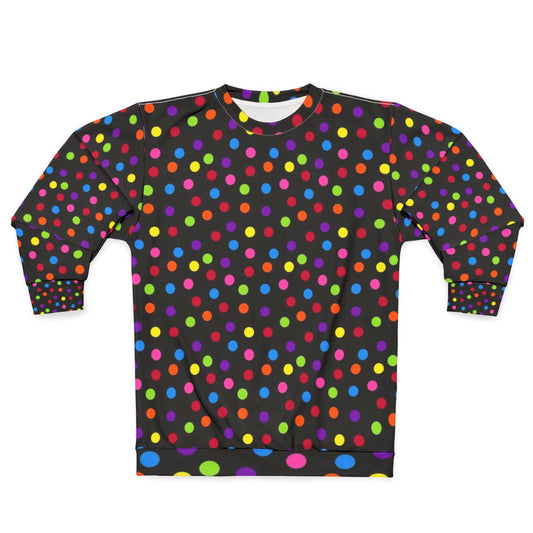 Black rainbow multi color confetti polka dot sweatshirt