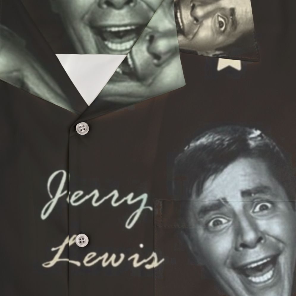 Jerry Lewis Hawaiian shirt with an American flag design and musical elements - Detail