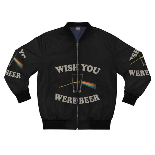 Wish You Were Beer Bomber Jacket featuring the iconic Pink Floyd Dark Side of the Moon album cover design