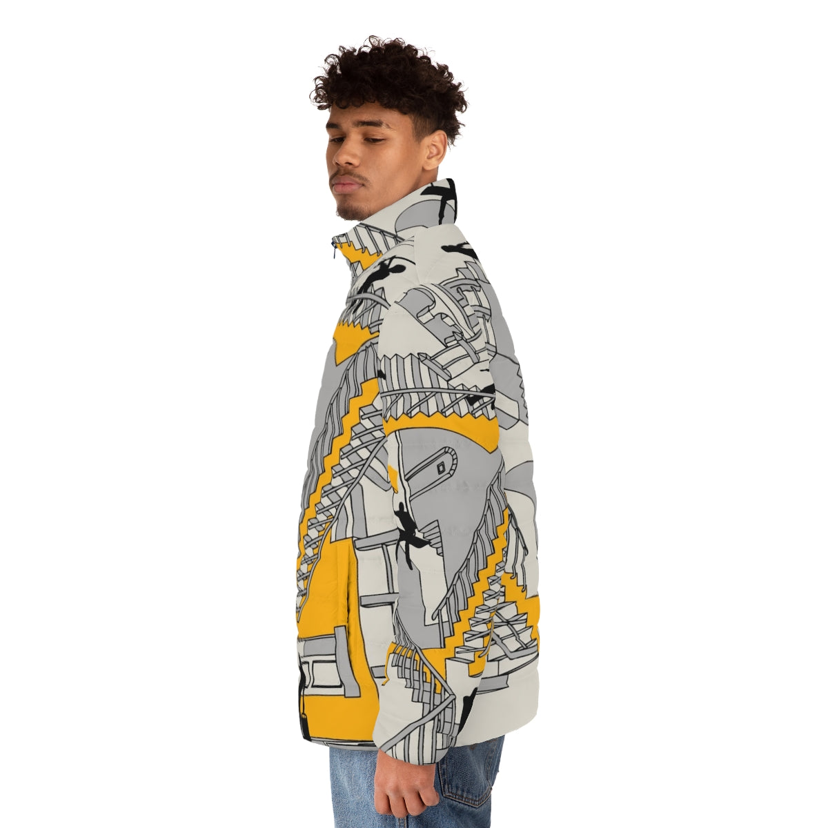 Home Improvement Dimension Puffer Jacket with geometric and architectural design - men side left