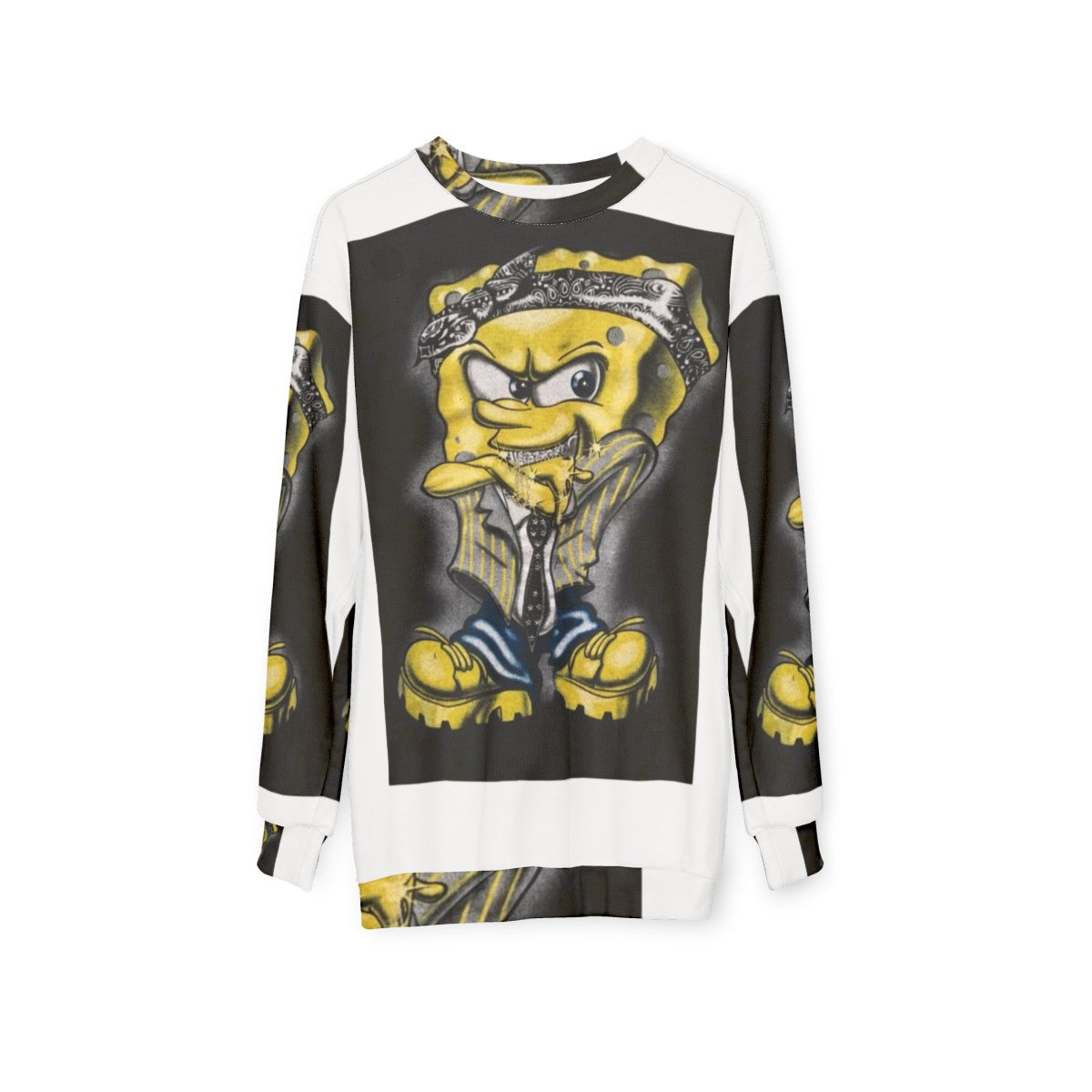 Gangster Spongebob 2 Sweatshirt with cartoon character and urban design - hanging