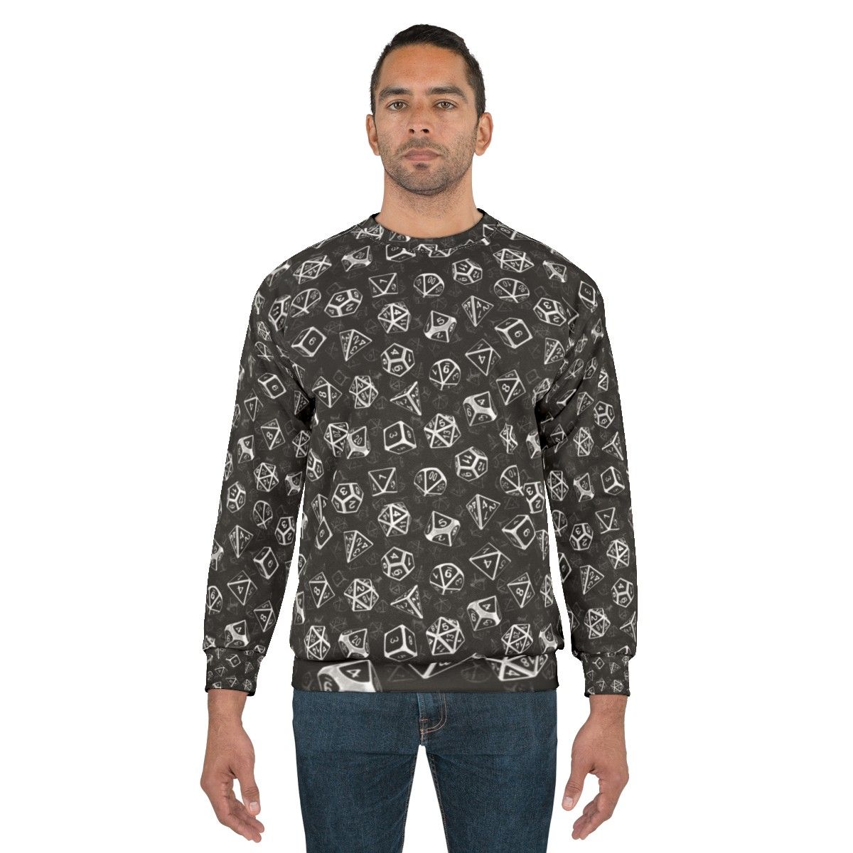 D20 Dice Set Pattern White Sweatshirt - men