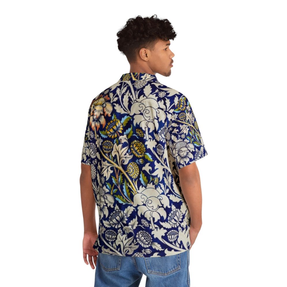 Vintage-Inspired Art Nouveau Hawaiian Shirt with William Morris Botanical Floral Design - People Back