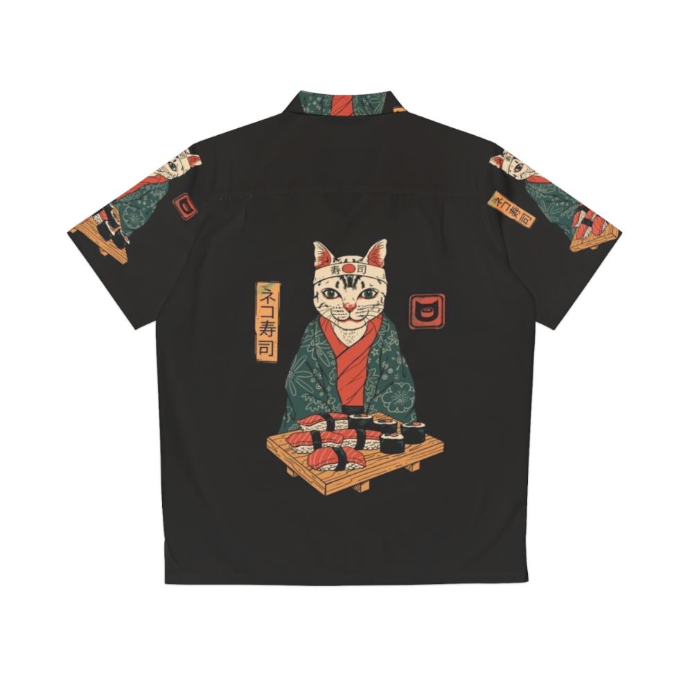 Neko Sushi Bar Hawaiian Shirt featuring a cute cat and sushi design - Back