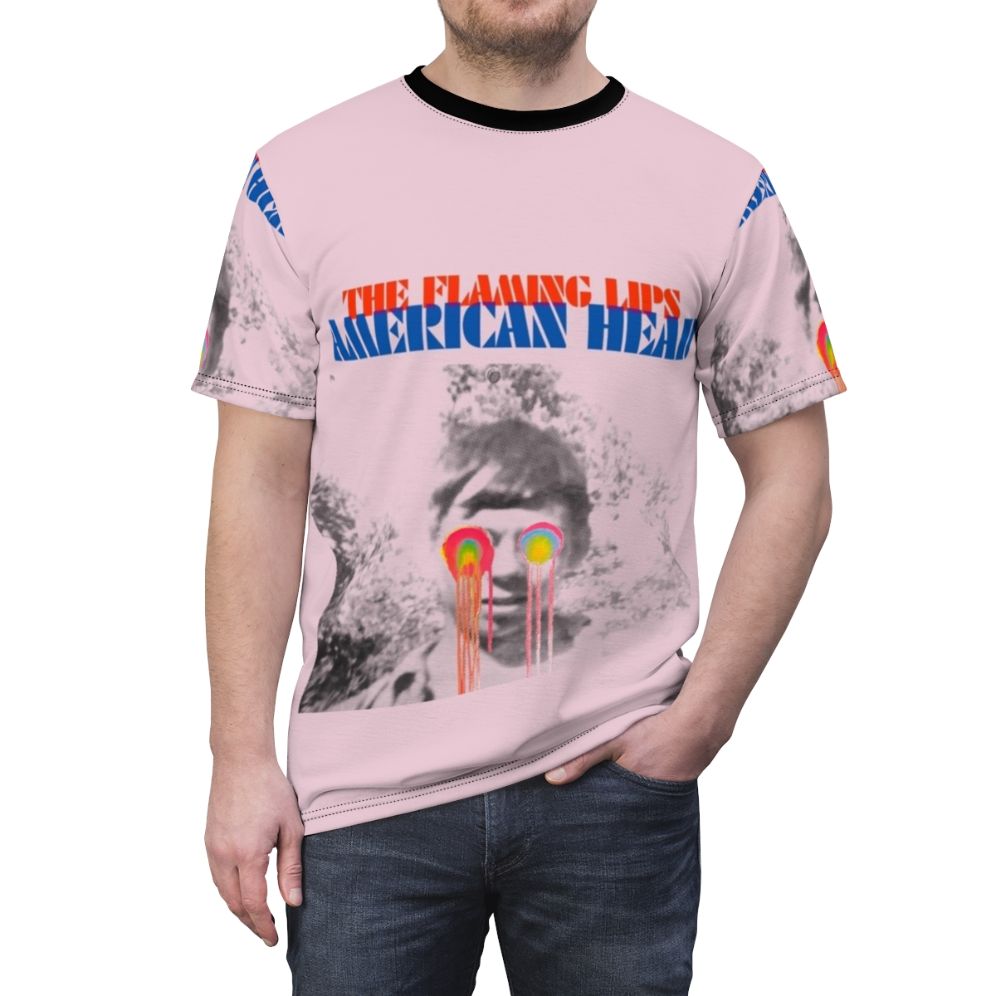 Tfl inspired psychedelic American head halftone t-shirt - men front