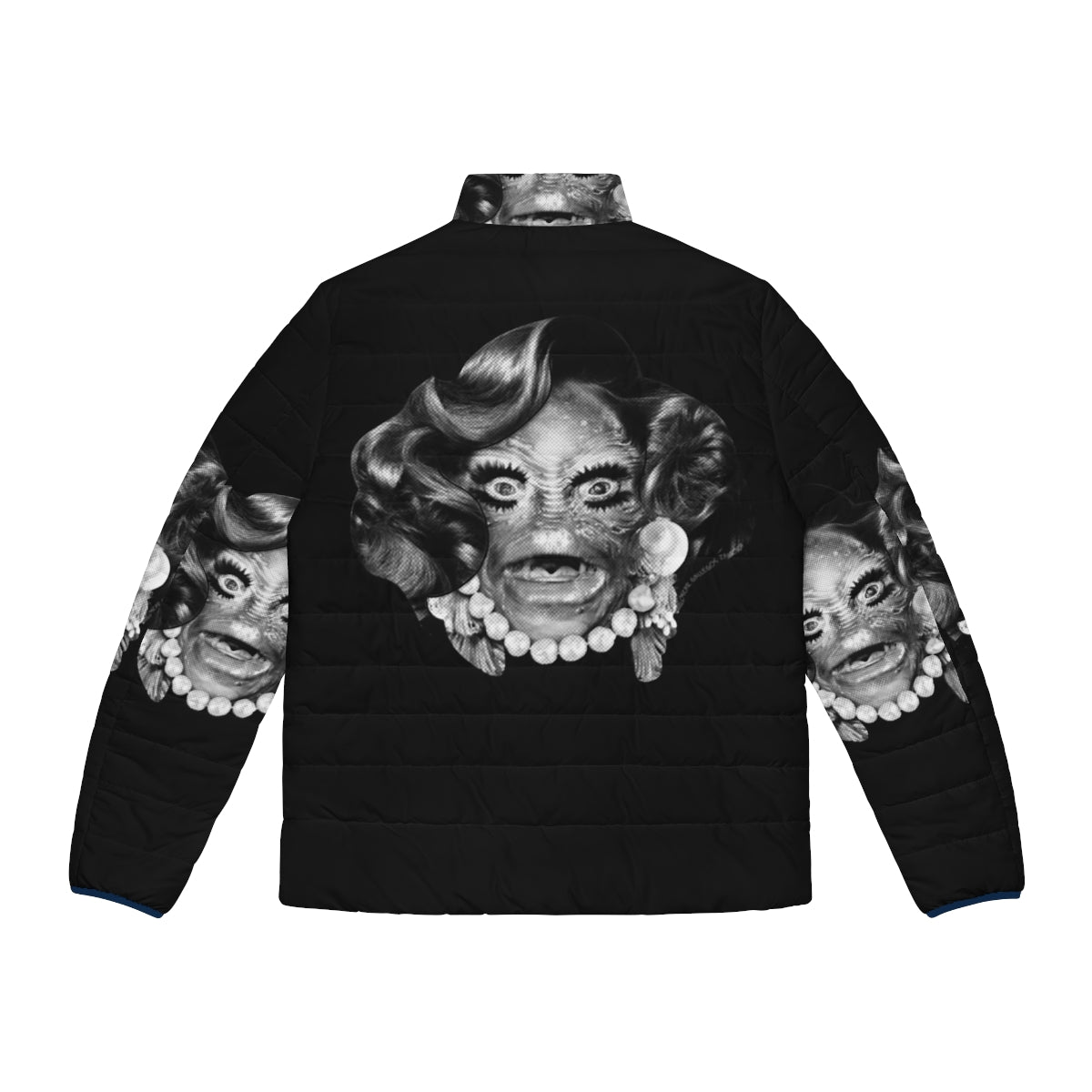 The Creature From The Black Lagoon puffer jacket, featuring a horror-inspired design for a unique and eye-catching Halloween look. - Back