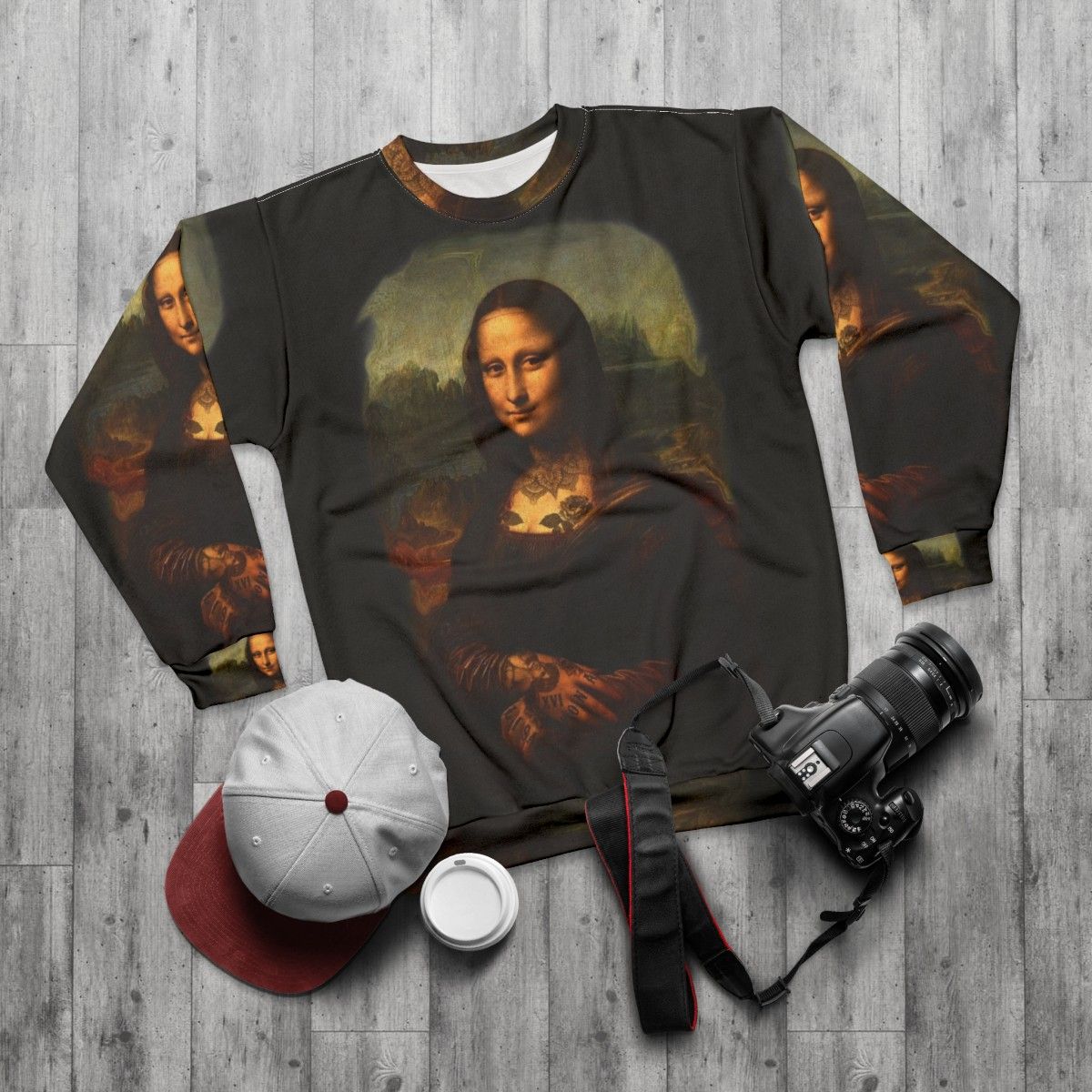 Mona Lisa Tattoo Sweatshirt - flat lay