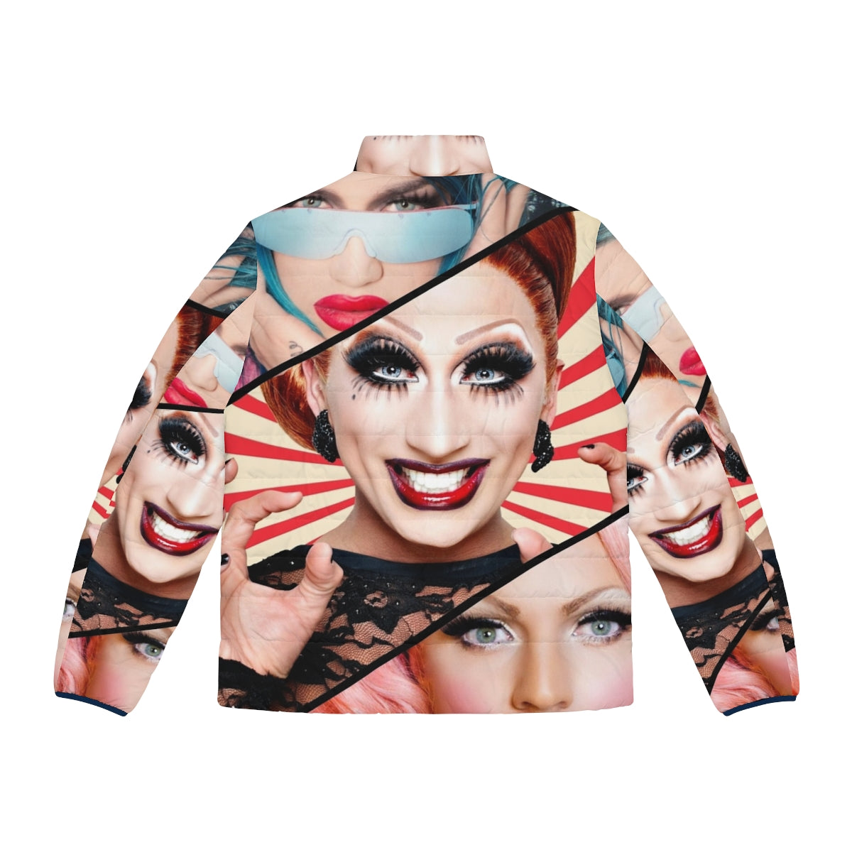 Vibrant puffer jacket featuring RuPaul's Drag Race season 6 queens - Back