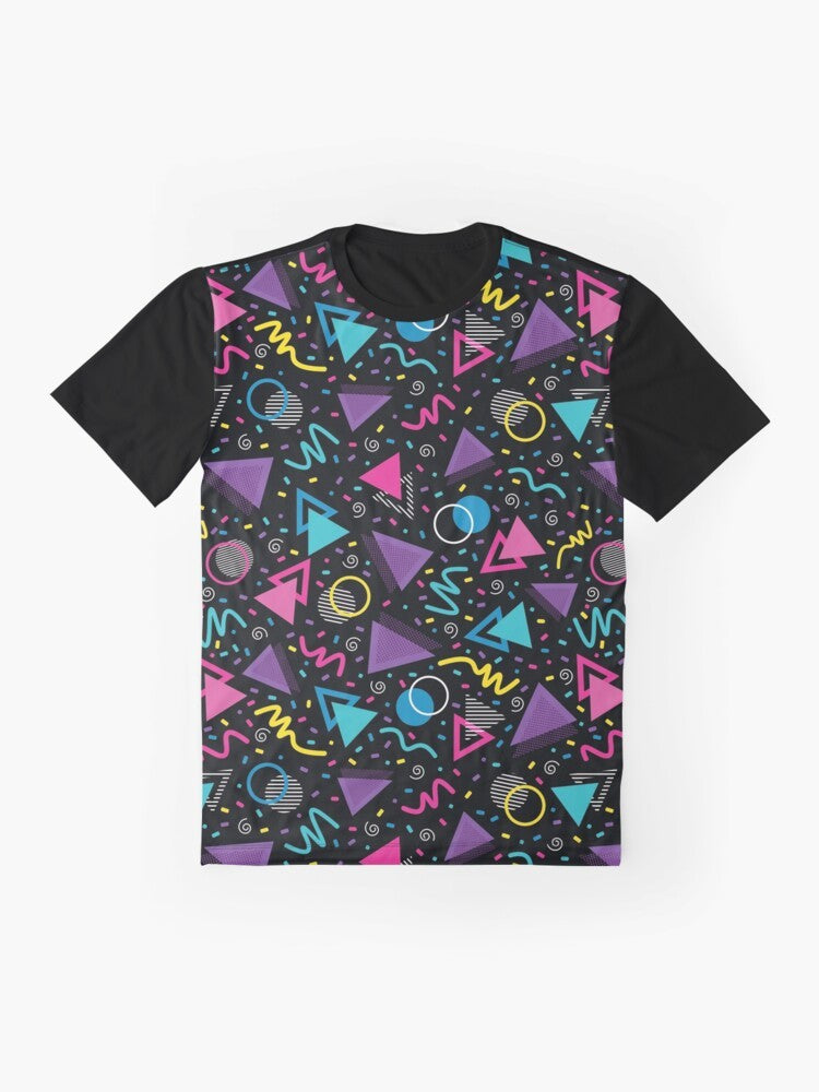 Neon Retro 90s Sprinkle Graphic T-Shirt with Vibrant Repeating Pattern - Flat lay