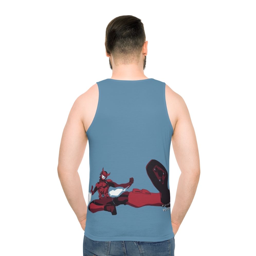 Anime Unisex Tank Top with Samurai Flamenco Inspired Design - men back