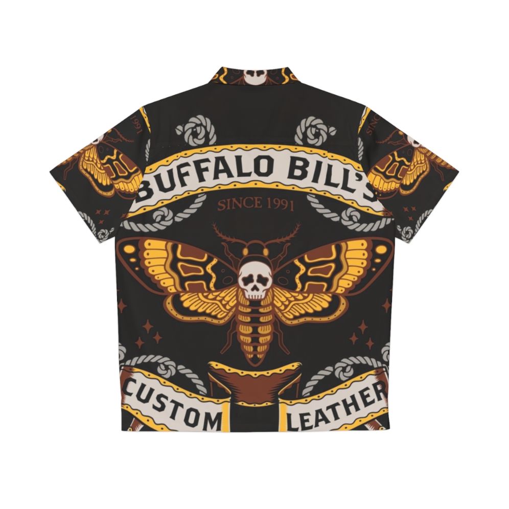 Buffalo Bill Inspired Leather Hawaiian Shirt with Moth Design - Back