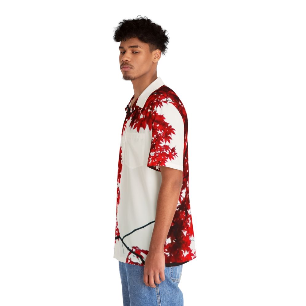 Koyo Hawaiian Shirt with Vibrant Red Maple Leaves - People Left