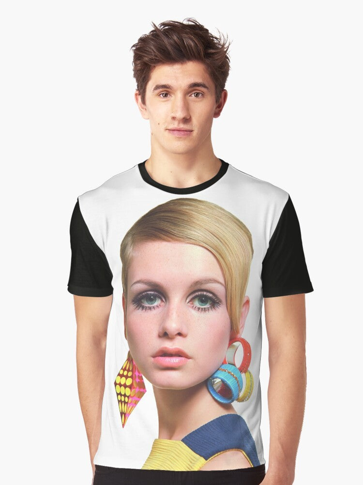 Twiggy, the iconic 1960s supermodel, featured on a graphic t-shirt - Men