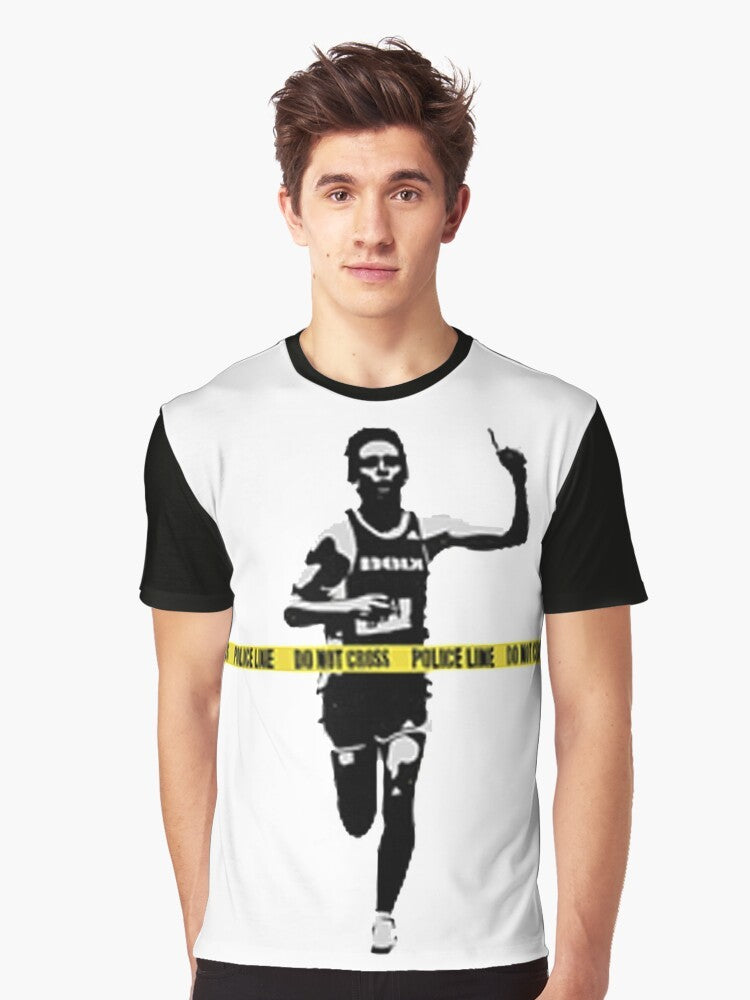 Banksy Marathon Runner Police Line Graphic T-Shirt - Men