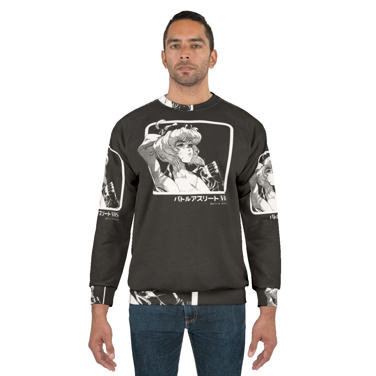 Retro gaming sweatshirt with anime-inspired graphic design - men