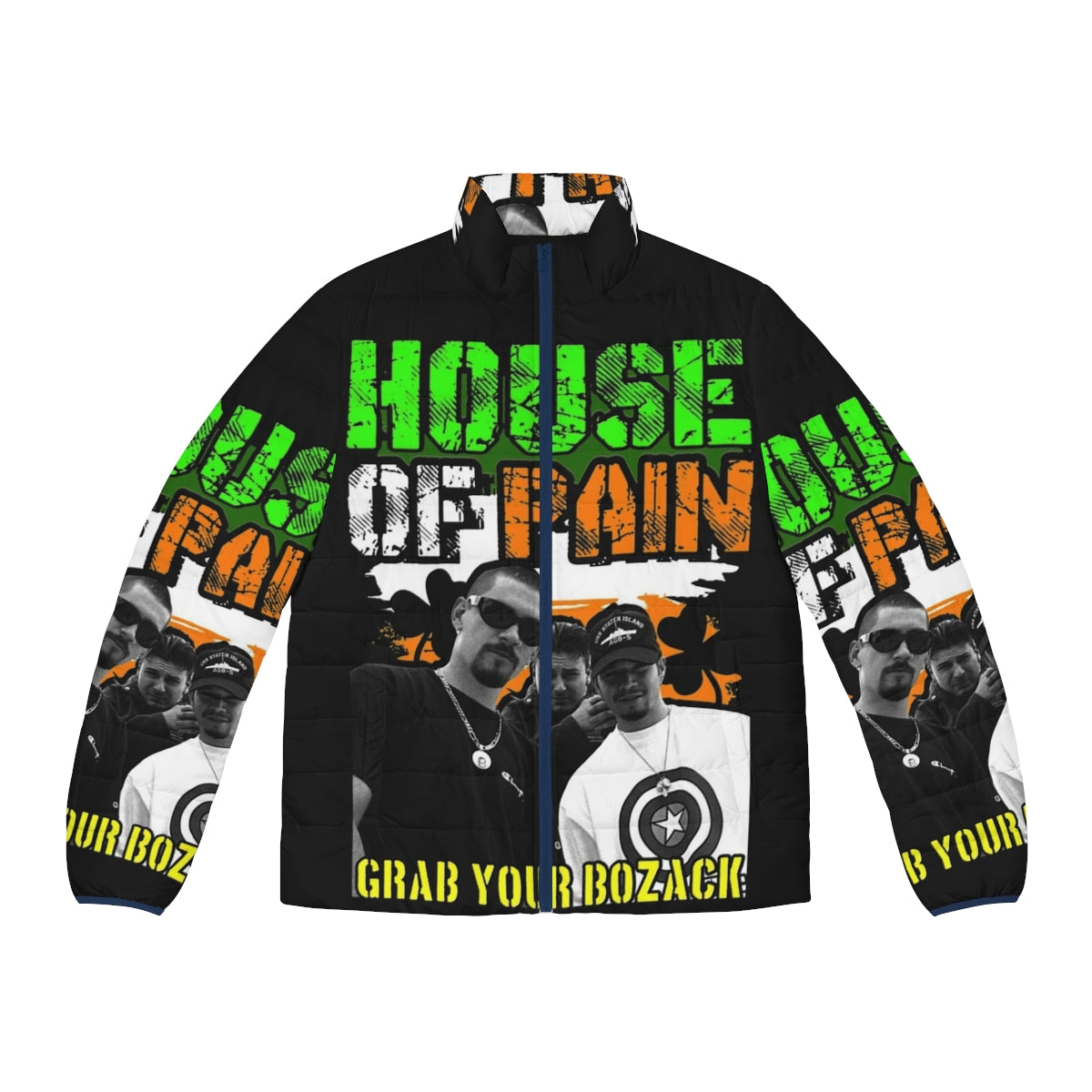 House Of Pain 90s Inspired Long Sleeve Puffer Jacket with Frank Turner Inspired Music Lyrics and Quotes