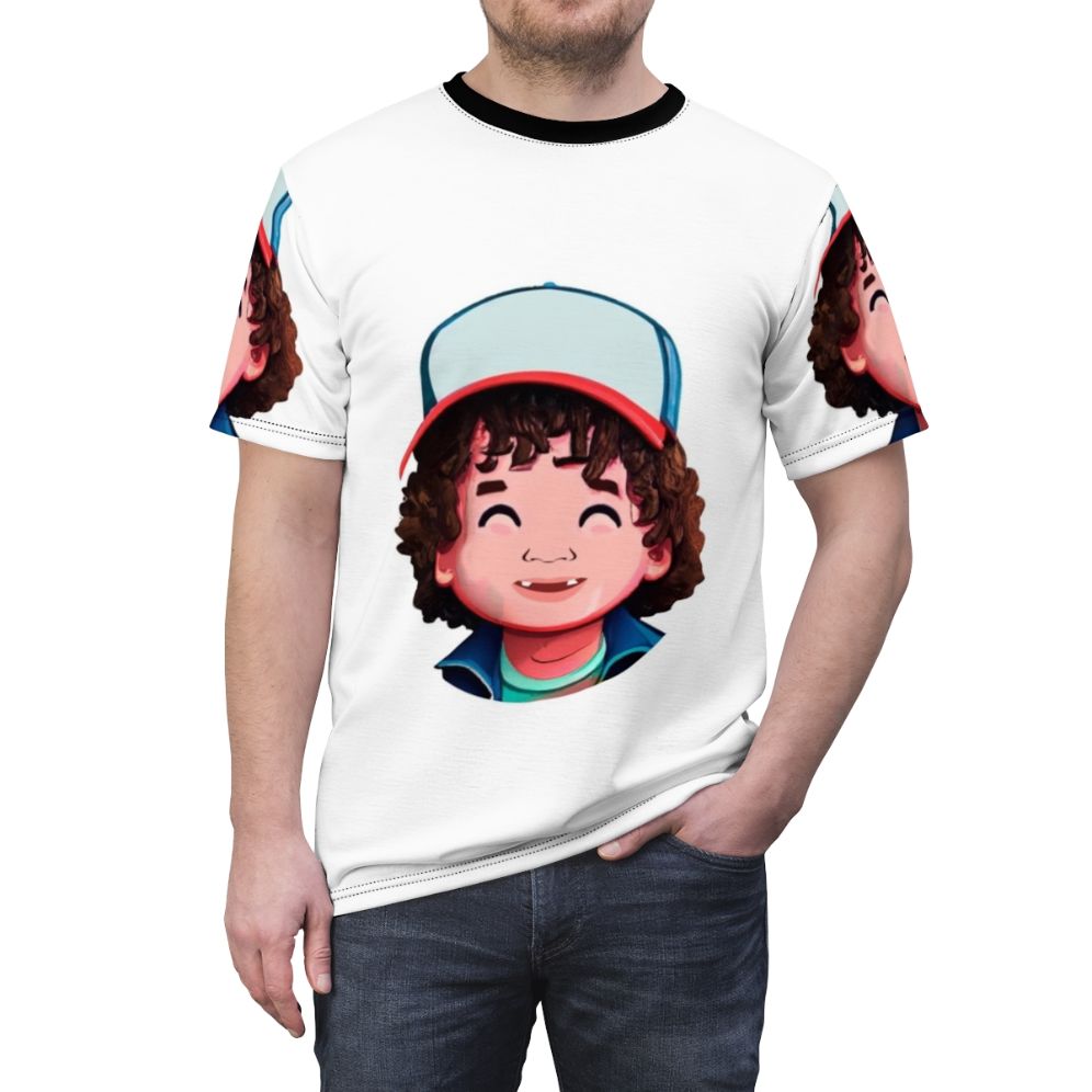 Hawkins-inspired Dustin t-shirt design with Stranger Things references - men front